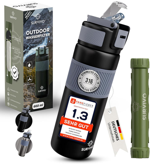 SURVIVO® Outdoor Wasserfilter Flasche