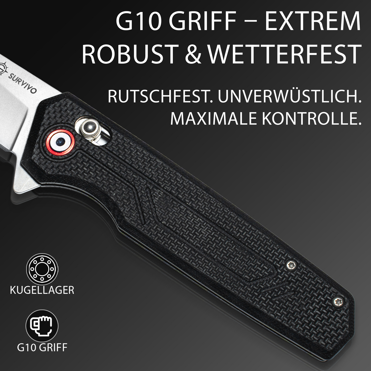 SK1 Klappmesser – Klinge aus D2-Stahl mit Titan-Beschichtung & G10 Griff