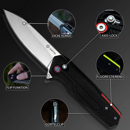 SK1 Klappmesser – Klinge aus D2-Stahl mit Titan-Beschichtung & G10 Griff