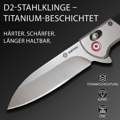 SK1 Klappmesser – Klinge aus D2-Stahl mit Titan-Beschichtung & G10 Griff