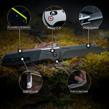 SK1 Klappmesser – Klinge aus D2-Stahl mit Titan-Beschichtung & G10 Griff